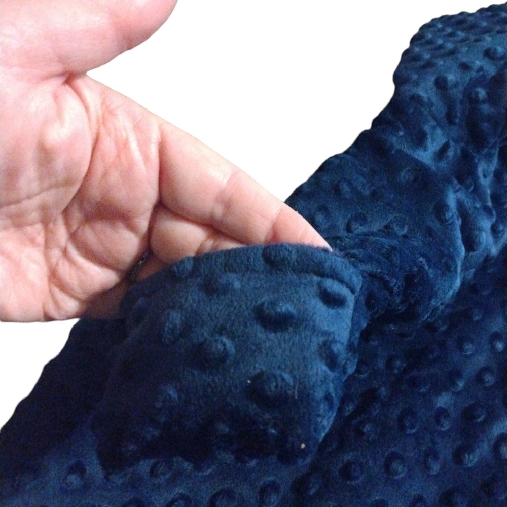 Newborn Bunting Unisex Hooded Navy Minky Dot Car Seat Loop Snap Zip Mitt Cuffs - Picture 9 of 10